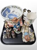 A Portmeirion Botanic Garden fruit bowl, together with a Maling lustre jug,