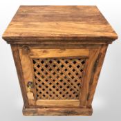 A mango wood cabinet with lattice door, 50 cm x 43 cm x 65 cm,