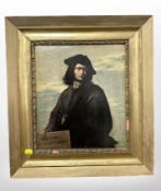 After Salvador Rosa (1615-1673) : Self portrait, colour print, 31cm x 26cm.