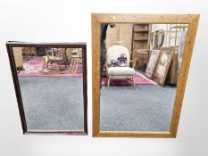 A pine framed mirror,