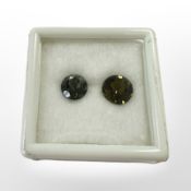 Two fancy coloured tourmalines 2.65ct and 2.17ct.