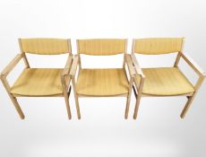 Three Danish oak framed chairs by F.D.B.