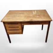 A 1960's Danish teak single pedestal desk,