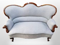 A 19th century continental mahogany salon two seater settee,