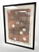 A continental abstract watercolour, indistinctly signed, 42cm x 56cm.