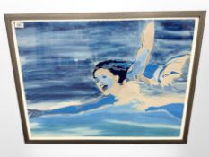 Jonna Stilund : Figure in water, watercolour, 76cm x 57cm.