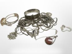 A collection of silver and white metal jewellery