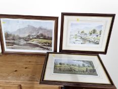 Three colour prints depicting lake district landscapes after K.