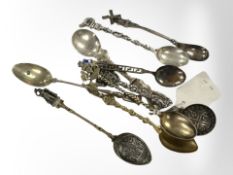 Nine highly ornate silver gilt and enamel spoons, including Napoleon.