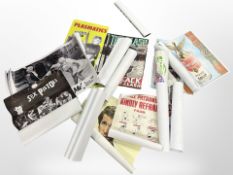 A group of reproduction film and music posters including Nirvana, Sex Pistols, etc.
