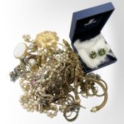 A group of costume jewellery including silver etc
