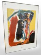 After Asger Jorm : Abstract colour print, 69cm x 90cm.