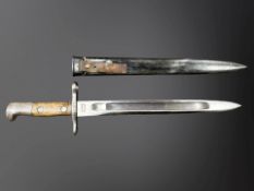 A Swiss Ordonnanz M 1911 bayonet and scabbard, stamped 'Waffenfabrik Neuhausen'.