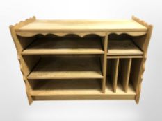 A Danish blond oak low entertainment stand,