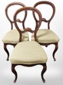 Three 19th century continental balloon back chairs