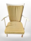 A painted spindle back armchair