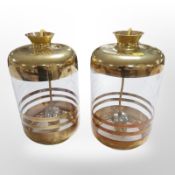 A pair of contemporary pendant light shades, height 32cm excluding fitting.