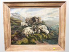 Neapolitan school (Mid-19th century) : A group of sheep in a grassy upland landscape,