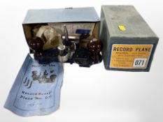 A Record No. 71 router plane in original box, with instructions.