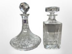 An Edinburgh crystal Classical ship's decanter, plus another, tallest 25cm.