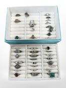 Thirty seven silver dress rings