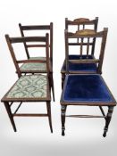 Two pairs of late Victorian occasional chairs