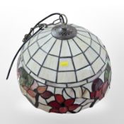 A Tiffany-style leaded glass pendant light shade, diameter 37cm.