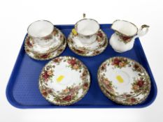 14 pieces of Royal Albert Old Country Roses tea china.