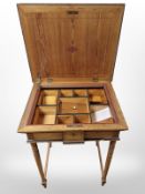 An early 20th century continental pine work table,