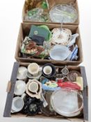 A quantity of 20th-century clear and coloured glass ware, Imari plates, Beswick ware leaf dishes,