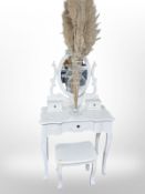 A French-style painted dressing table with matching stool, width 80cm,