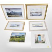 A group of pictures and prints to include signed print of the Tyne Millennium Bridge after Tom