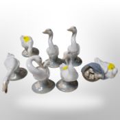 Six Lladró figures of geese, and a further figure group, No. 4895.
