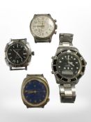 A vintage Lucerne Sport gold-plated chronograph wristwatch, a Seawatch diver's watch,