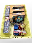 Various toys and figures including two Angry Birds Star Wars Edition games, Robozuna figures, etc.