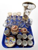A Japanese export coffee service, a set of six lustre drinking glasses and further glass ware.