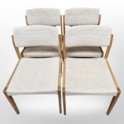 Four Danish blond oak Bramin dining chairs