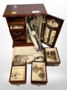 A jewellery case of assorted costume jewellery,