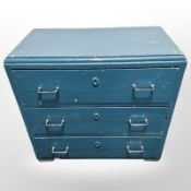 An early 20th century painted pine three drawer chest,