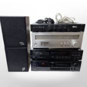 A Denon stereo cassette tape deck DRM-400, further compact disc player DCD-560,