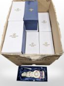 16 matching Old Tupton Ware glazed pottery figures of a girl in floral dress, all boxed.