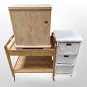 A pine two tier trolley,