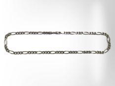 A gent's silver flat link necklace, length 45cm, 19.4g.