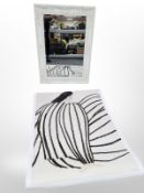 A French-style painted bevelled overmantel mirror, 114cm x 83cm,