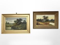 S Moore (late-19th century) : A rocky stream, oil on canvas, 35cm x 59cm,