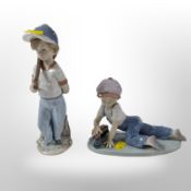 A Lladró figure 'Can I Play', No. 7610, and a further figure 'All Aboard', No. 7619.