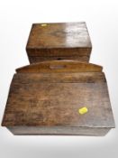 A Victorian walnut writing slope containing a silver lidded inkwell and a further correspondence