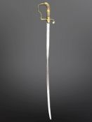 An Imperial German/Prussian artillery sabre, 78cm with engraved blade, no scabbard.