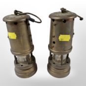 Two Ferndale Coal brass miner's lamps.