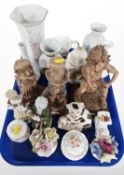 A group of porcelain vases including Royal Winton, Chokin ware, Italian figures of children,